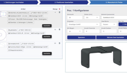 cad2calc Blechteile Online Kalkulator - Konfigurationsseite