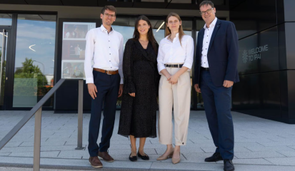 Sven Oliver Herhoffer, Hannah Graser, Sarah Engel (TRUMPF) und Moritz Gräter, CEO des IPAI