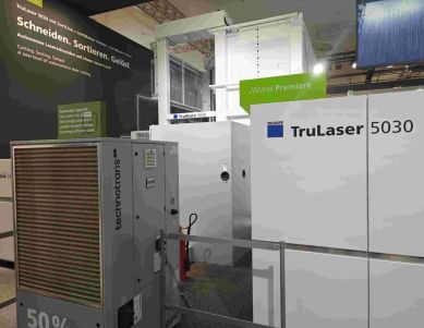 TruLaser 5030 von TRUMPF mit SortLine, SortMaster und neuem energiesparenden Kühlaggregat