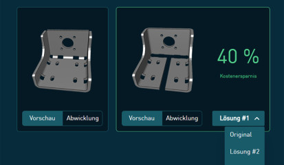Der neue Algorithmus von Optimate unterstützt ab 2022 Blechfertiger bei der kosteneffizienten Bauteilkonstruktion.