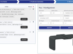 cad2calc Blechteile Online Kalkulator - Konfigurationsseite