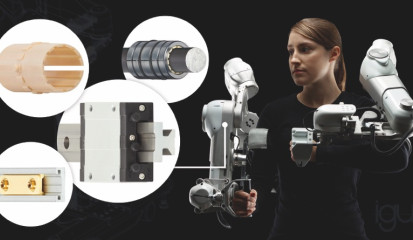 Die kompakten und schmierfreien Linearführungen und Gleitlager von igus machen das Exoskelett flexibel anpassbar